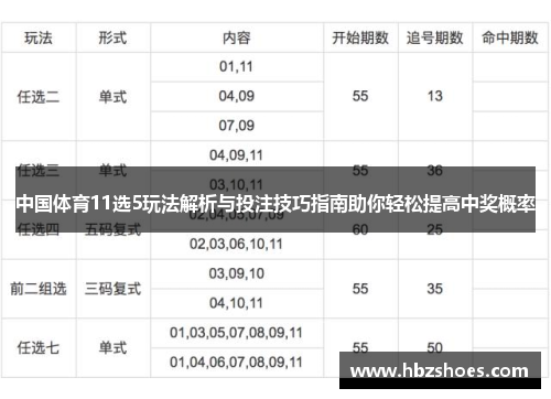 中国体育11选5玩法解析与投注技巧指南助你轻松提高中奖概率 中国体育11选5玩法解析与投注技巧指南助你轻松提高中奖概率